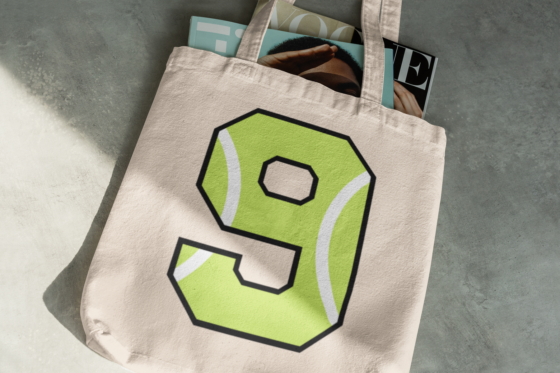 🎾 “9” – Nine – Neon Green Tennis-Style Numeric | DTF Transfer FT1049