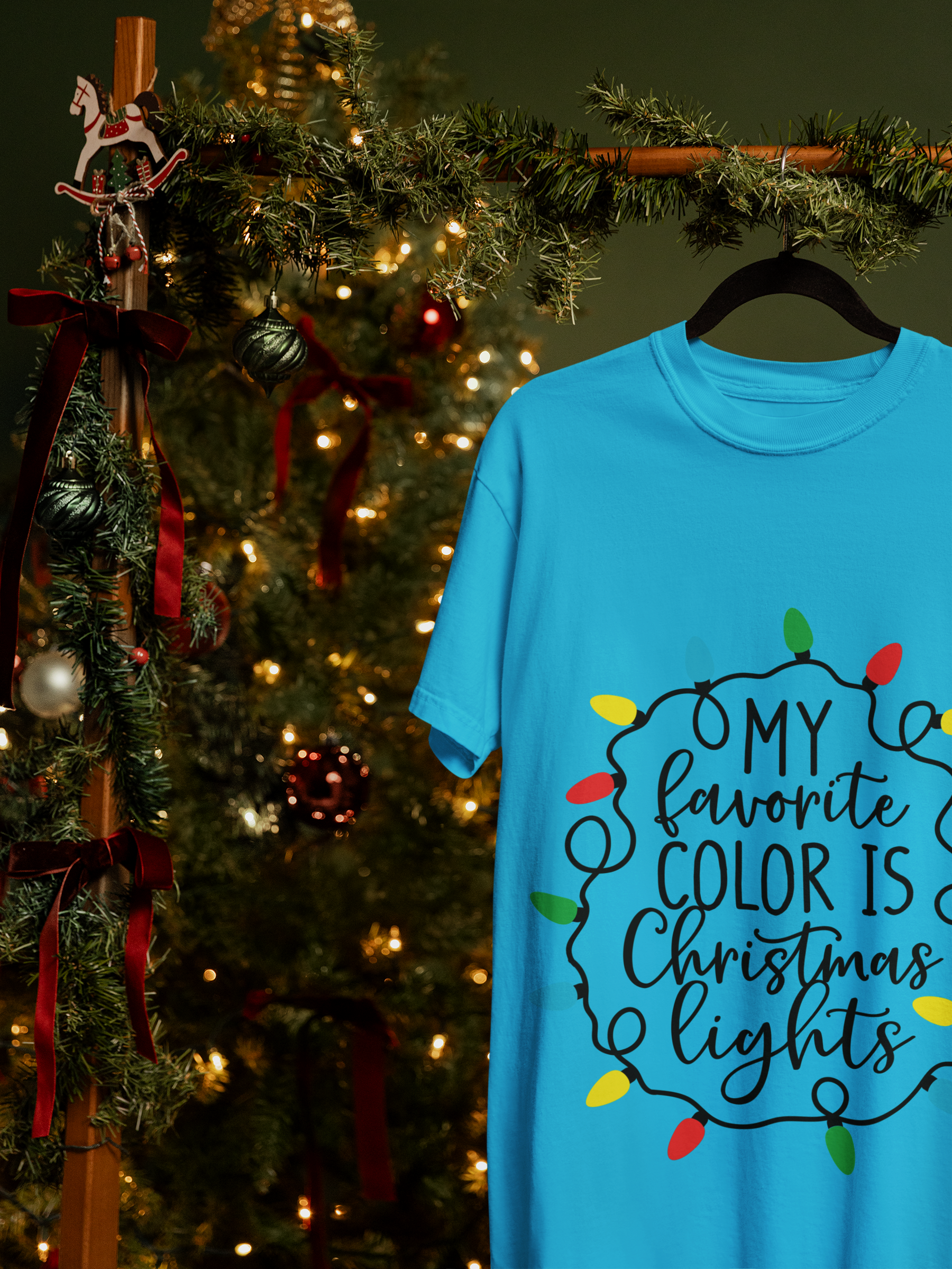 My Favorite Color Is Christmas Lights in Black FT486