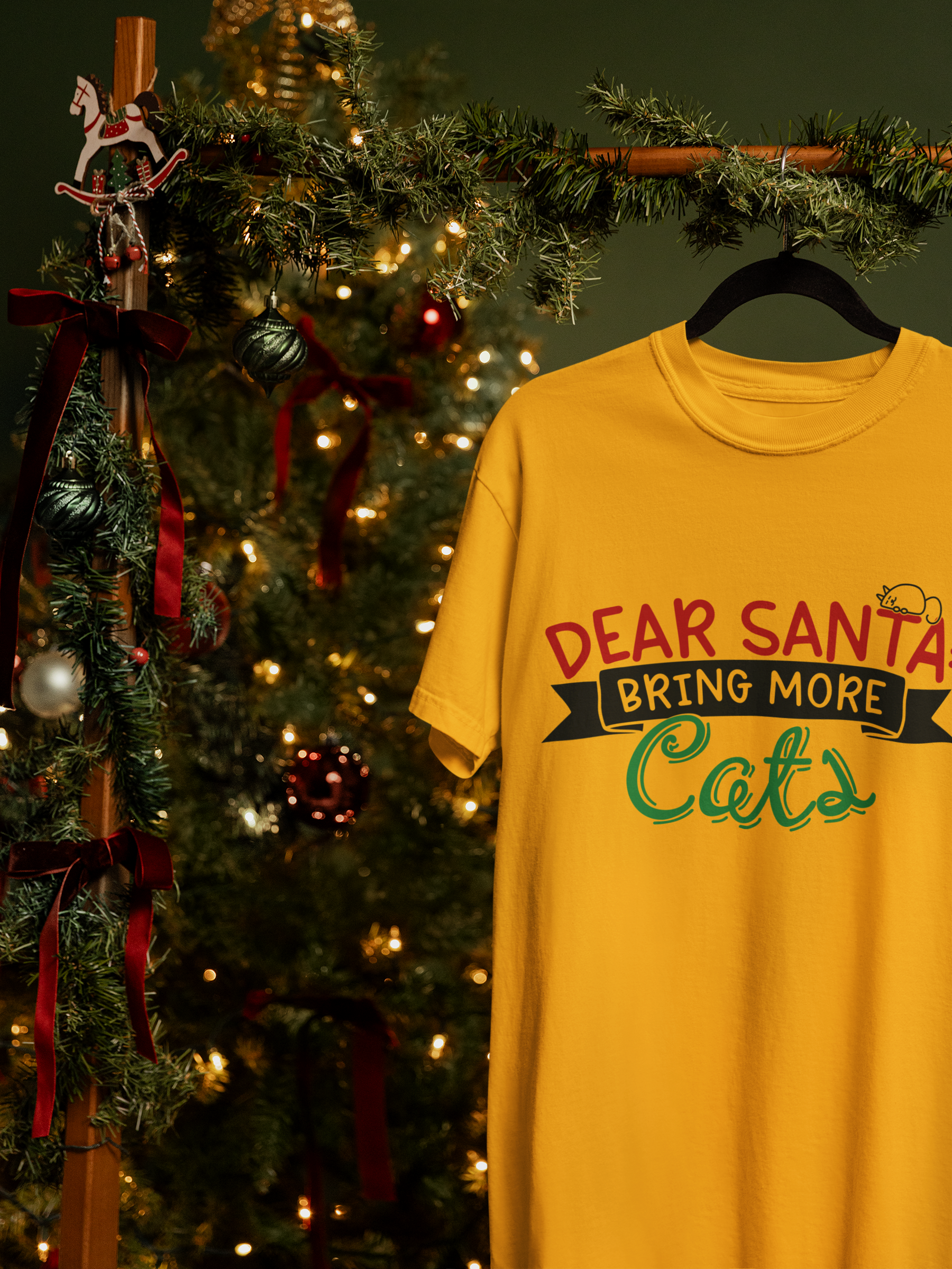 Dear Santa: Bring More Cats – Cute & Cozy Holiday Pet Lover Design in Black FT490