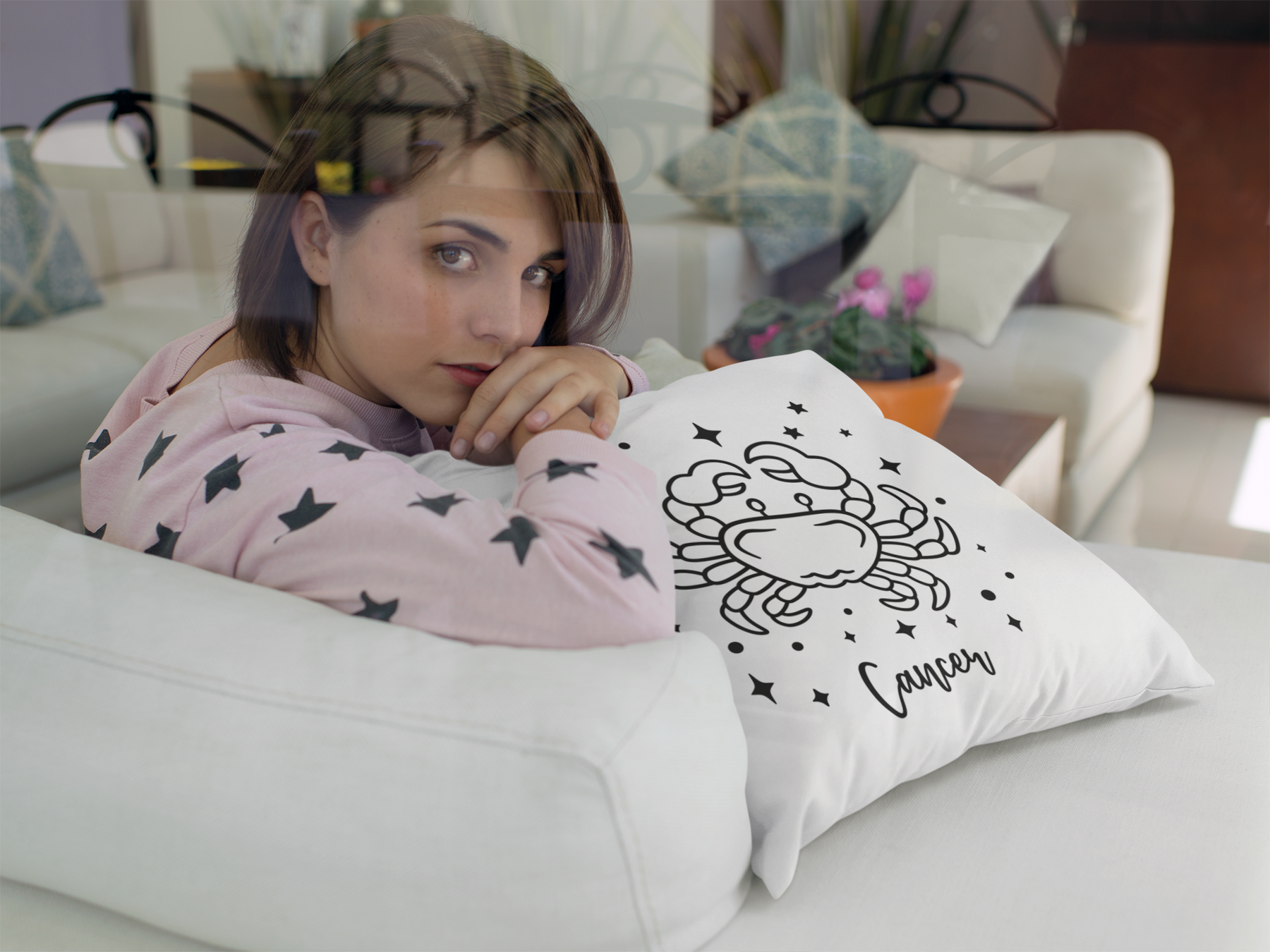 ♋🌊 Cancer Zodiac – Sacred Depth Black DTF Transfer FT909